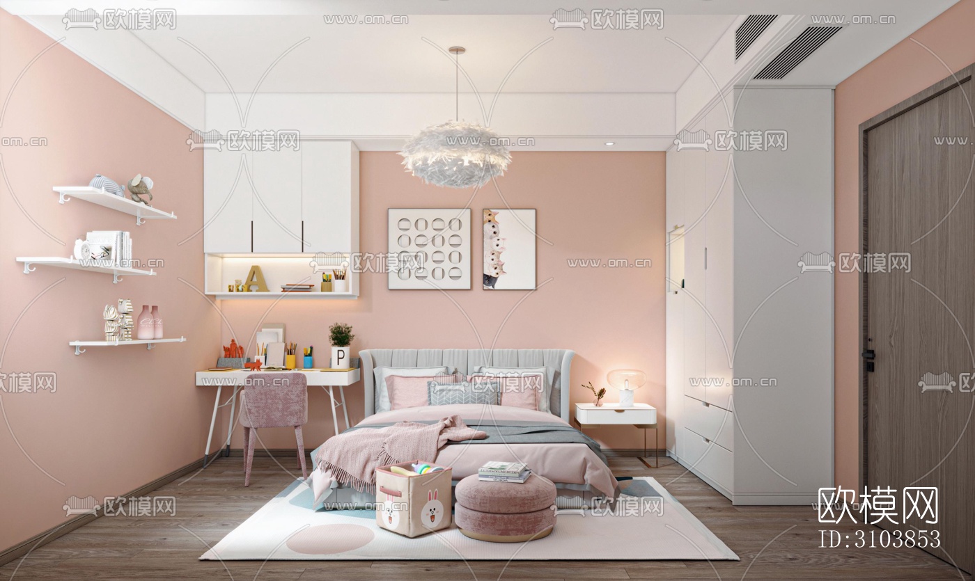 北欧儿童房效果图下载（渲染图4）