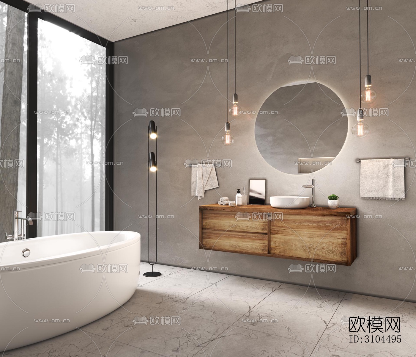 北欧卫生间效果图下载（渲染图1）
