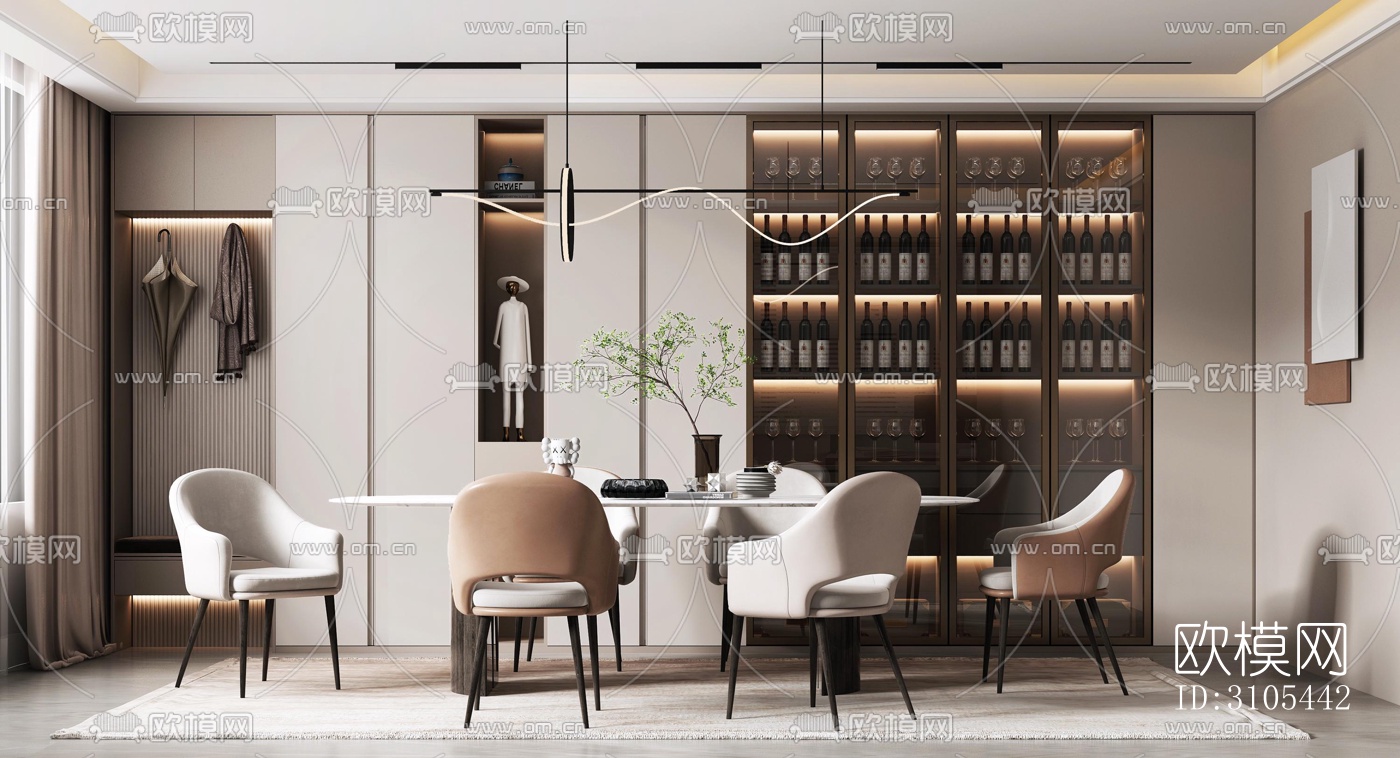 现代餐厅效果图下载（渲染图5）