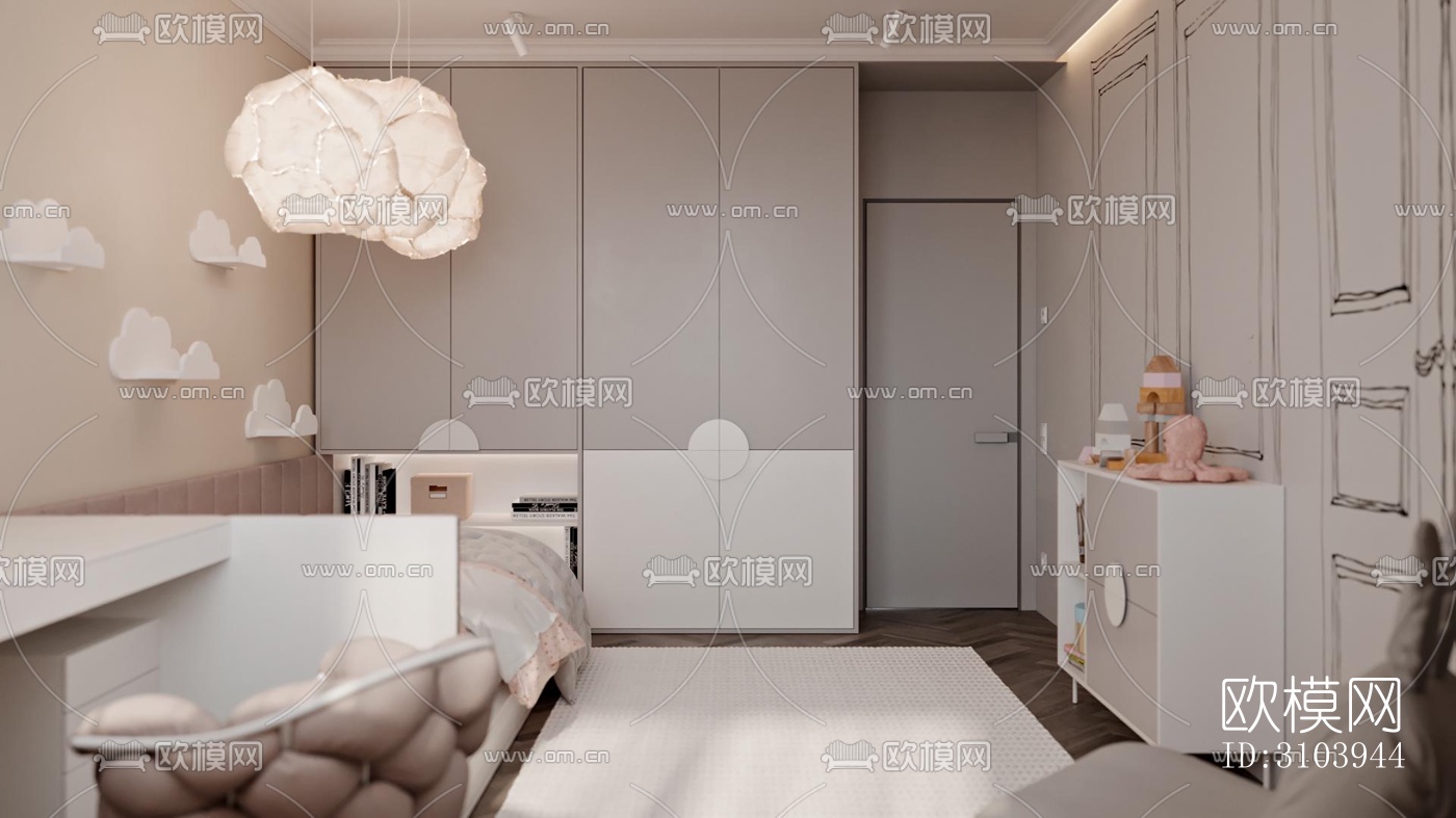 欧式儿童房效果图下载（渲染图5）