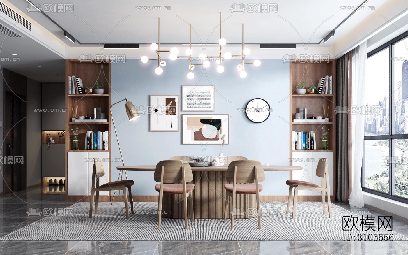 现代餐厅效果图下载（渲染图2）