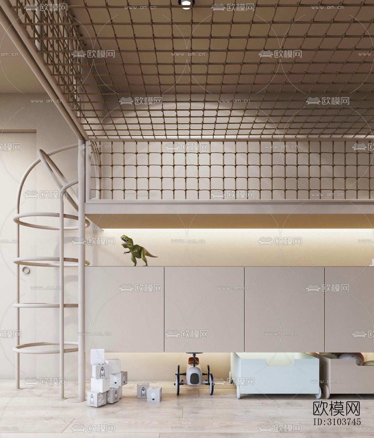 北欧儿童房效果图下载（渲染图4）