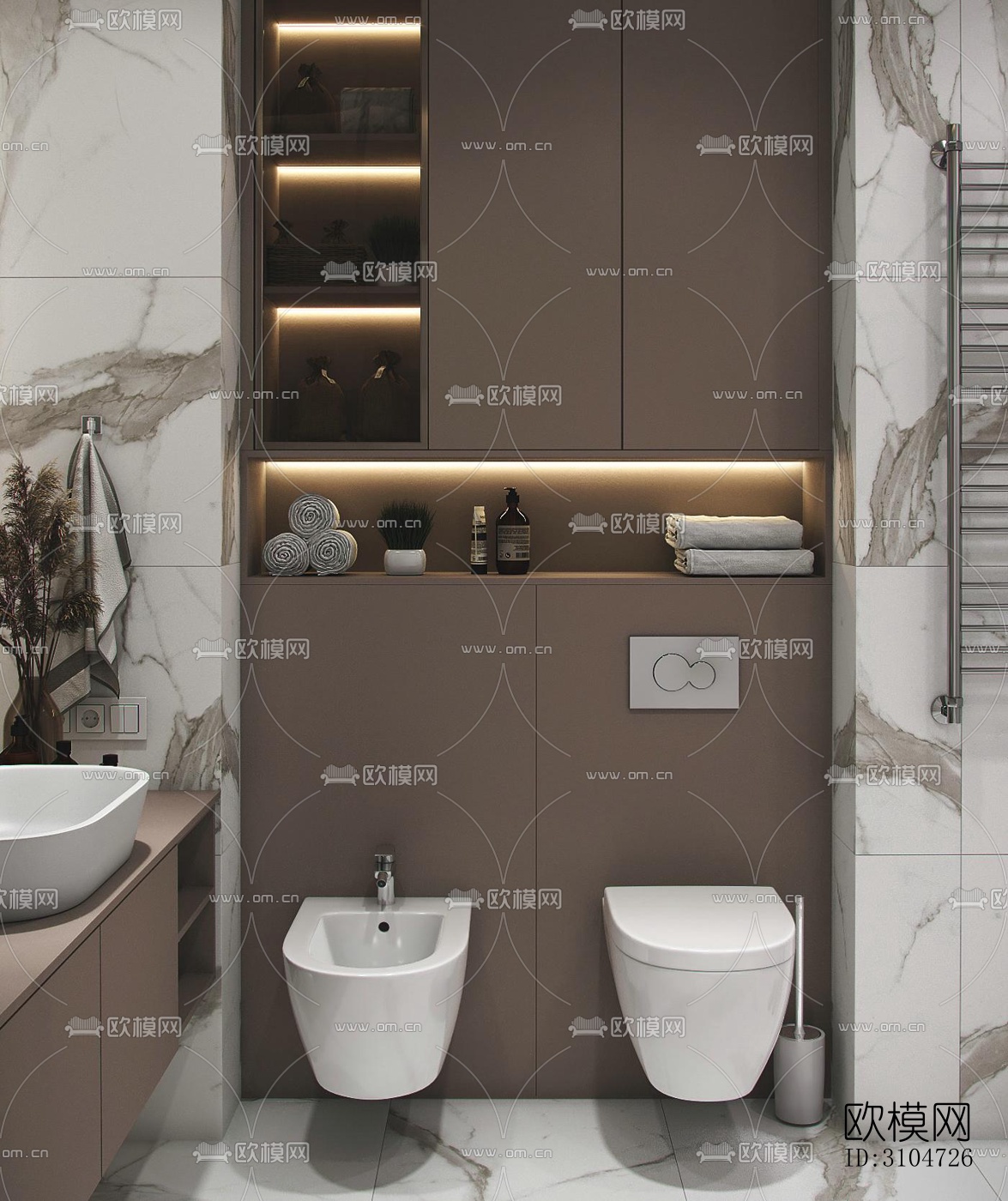现代卫生间效果图下载（渲染图1）