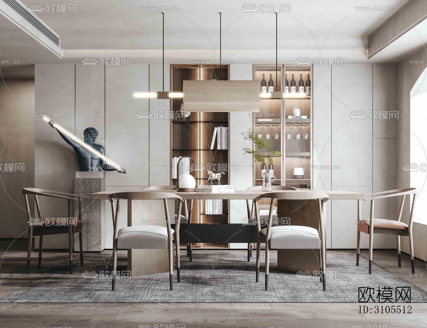 现代餐厅效果图下载（渲染图4）