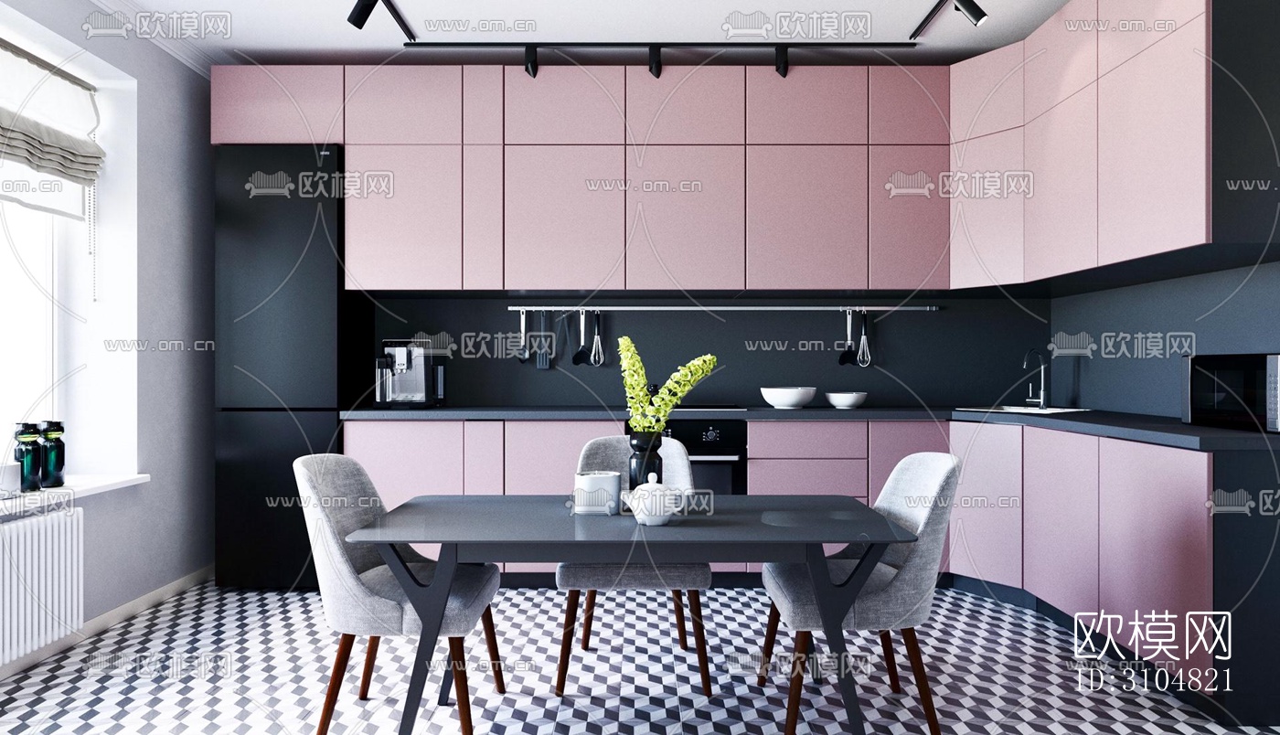 北欧厨房效果图下载（渲染图4）