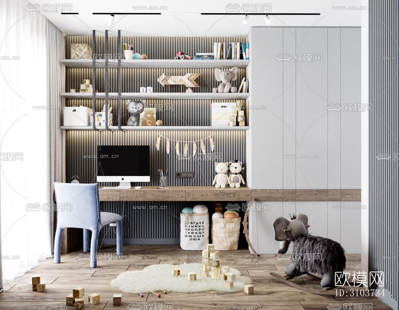北欧儿童房效果图下载（渲染图3）