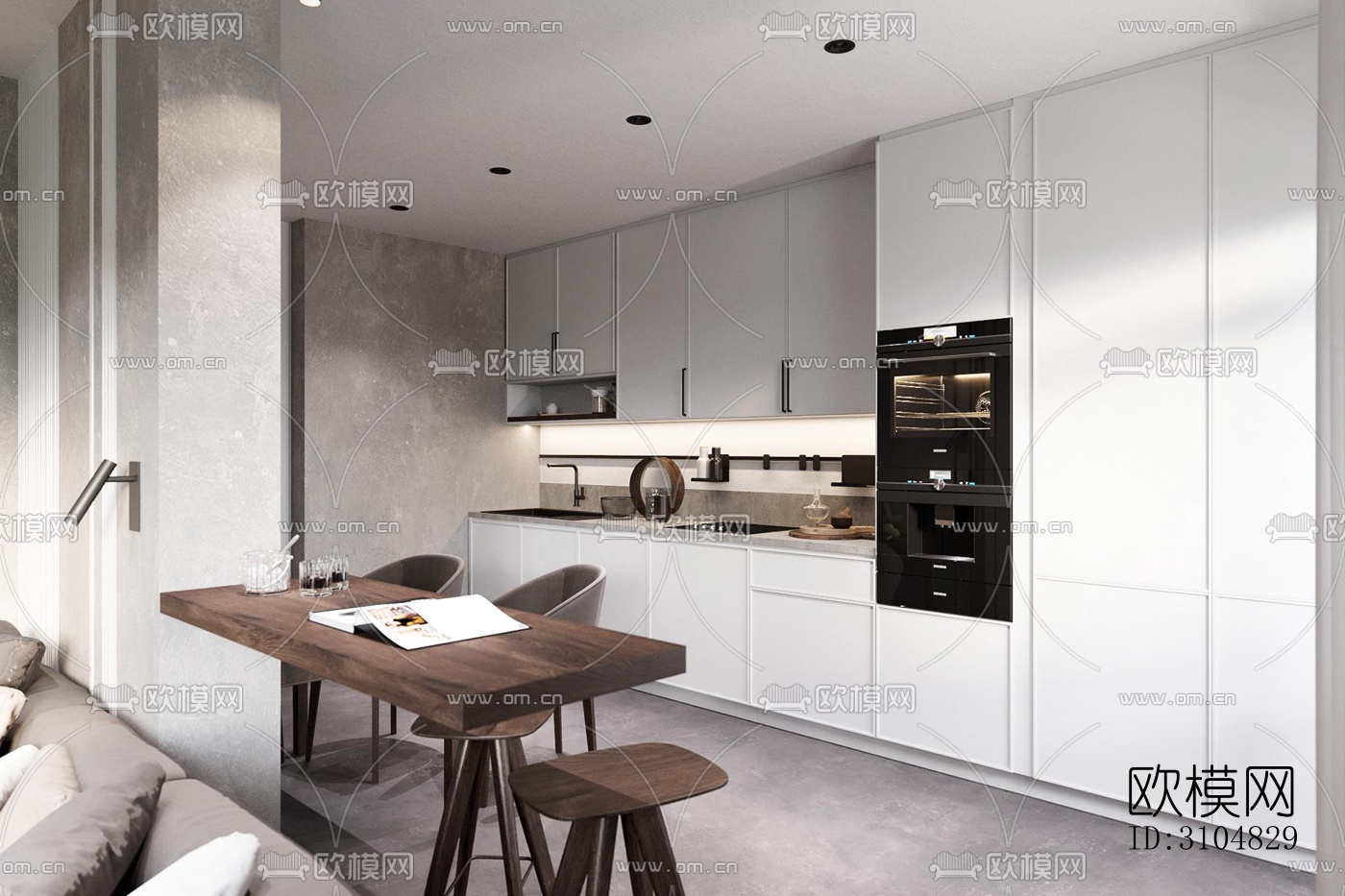 北欧厨房效果图下载（渲染图4）