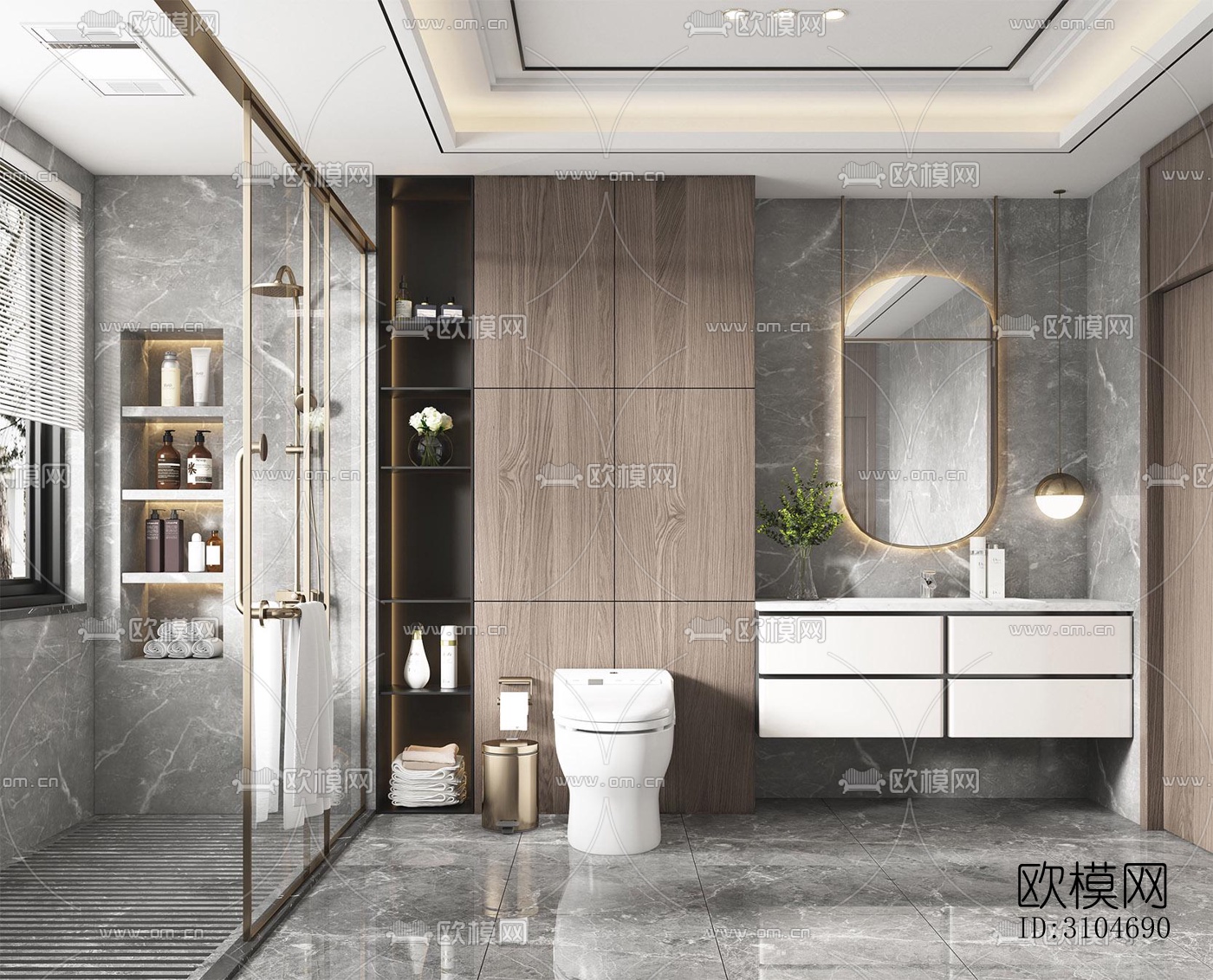 现代卫生间效果图下载（渲染图4）