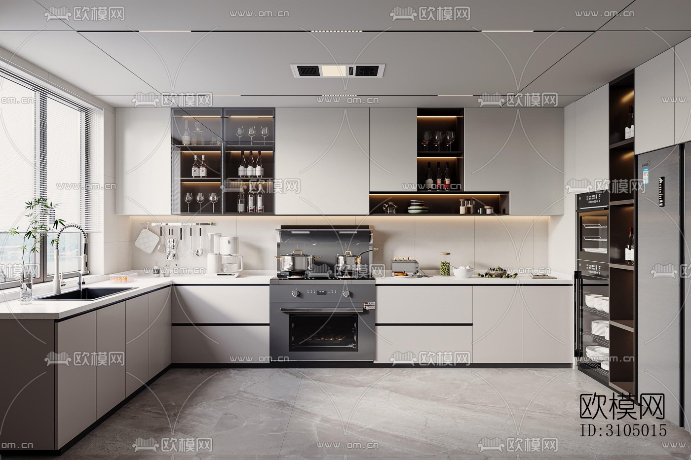 现代厨房效果图下载（渲染图5）