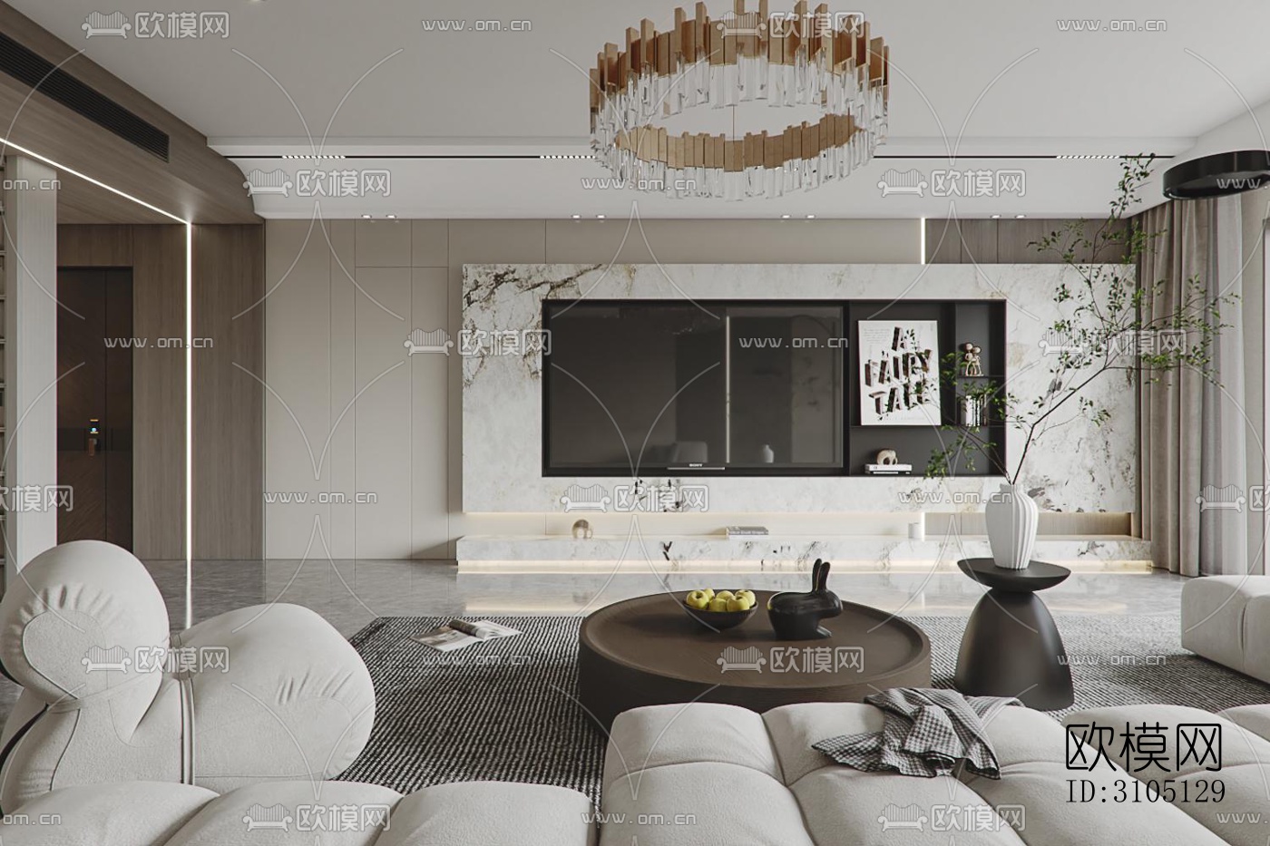 现代平层效果图下载（渲染图4）