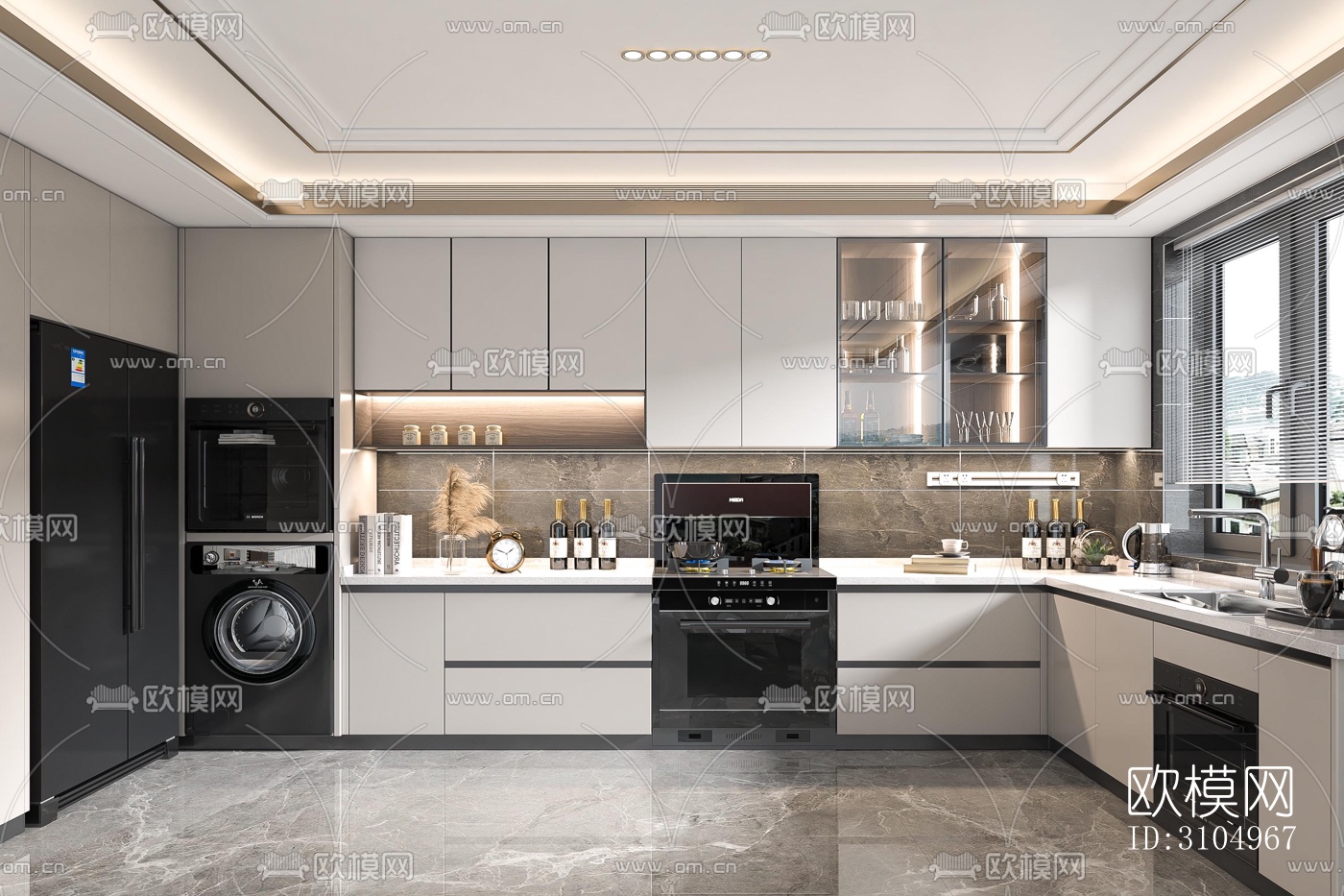 现代厨房效果图下载（渲染图3）