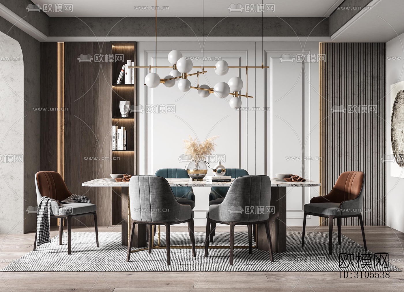 现代餐厅效果图下载（渲染图1）