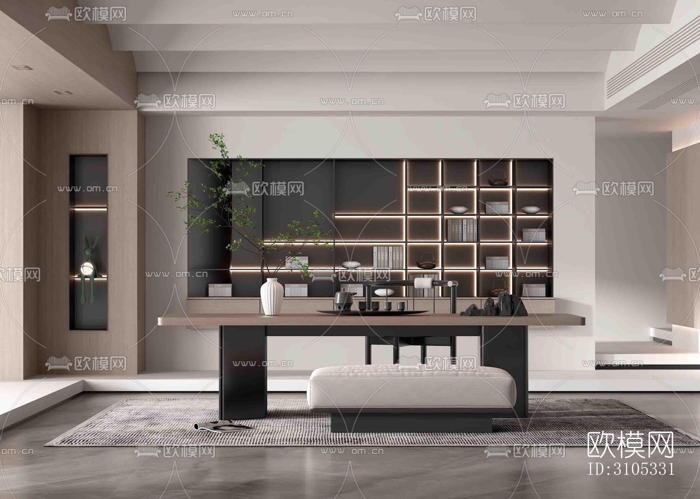 高级灰茶室效果图下载（渲染图3）