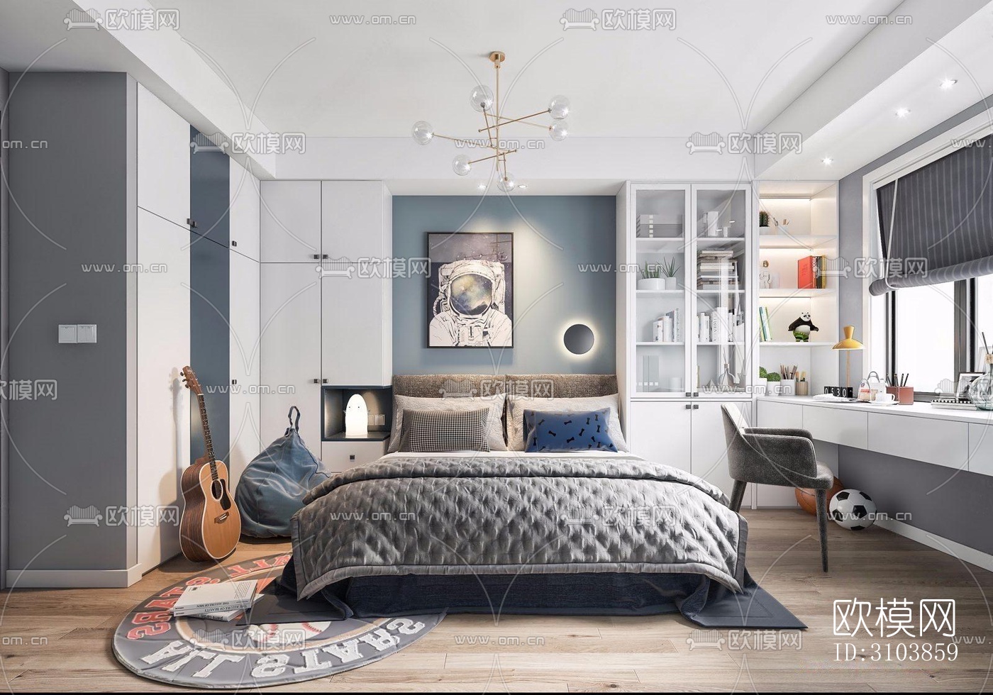 北欧儿童房效果图下载（渲染图5）