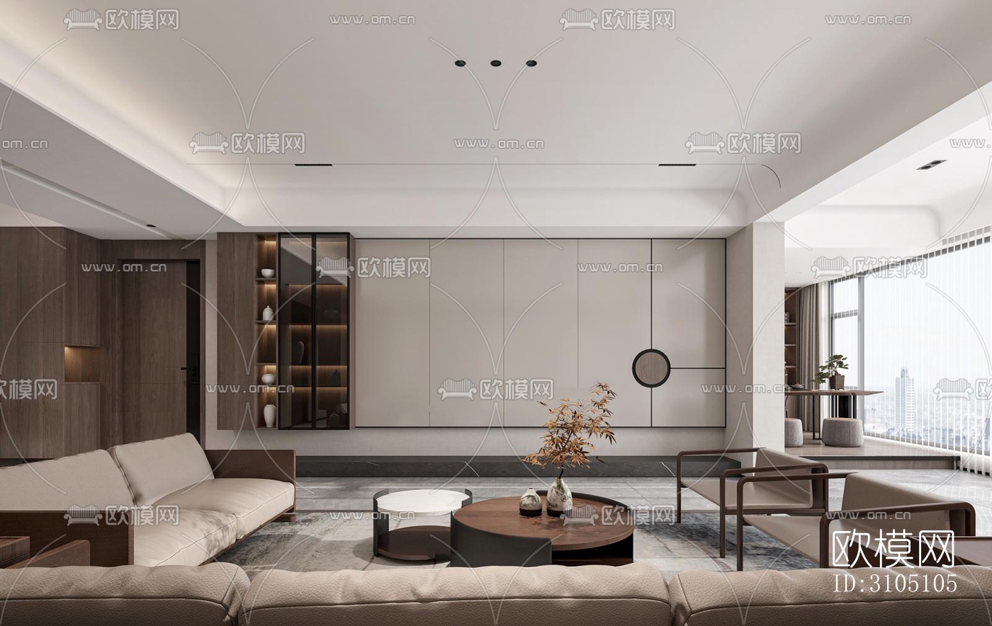 新中式平层效果图下载（渲染图7）