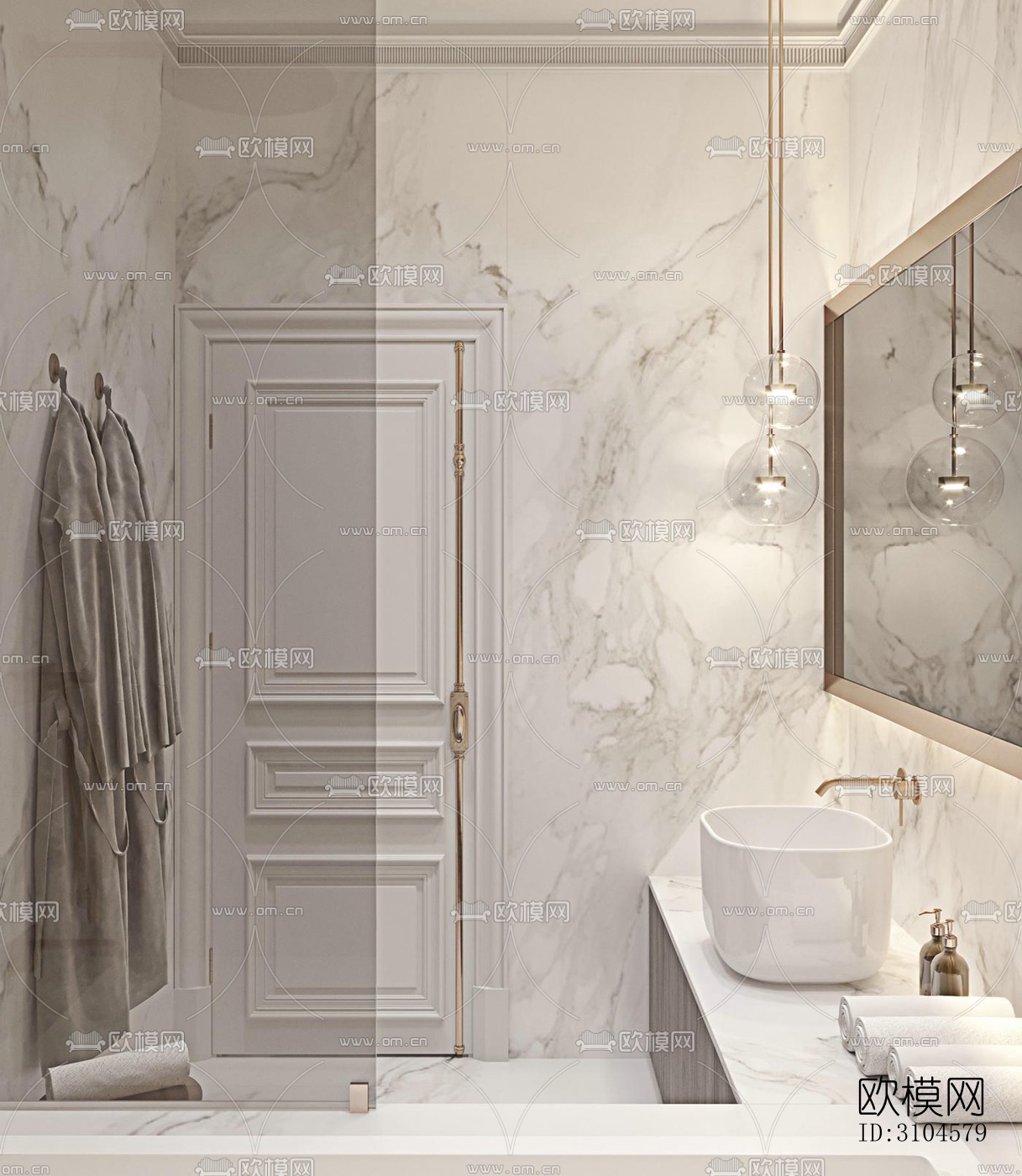 法式卫生间效果图下载（渲染图5）