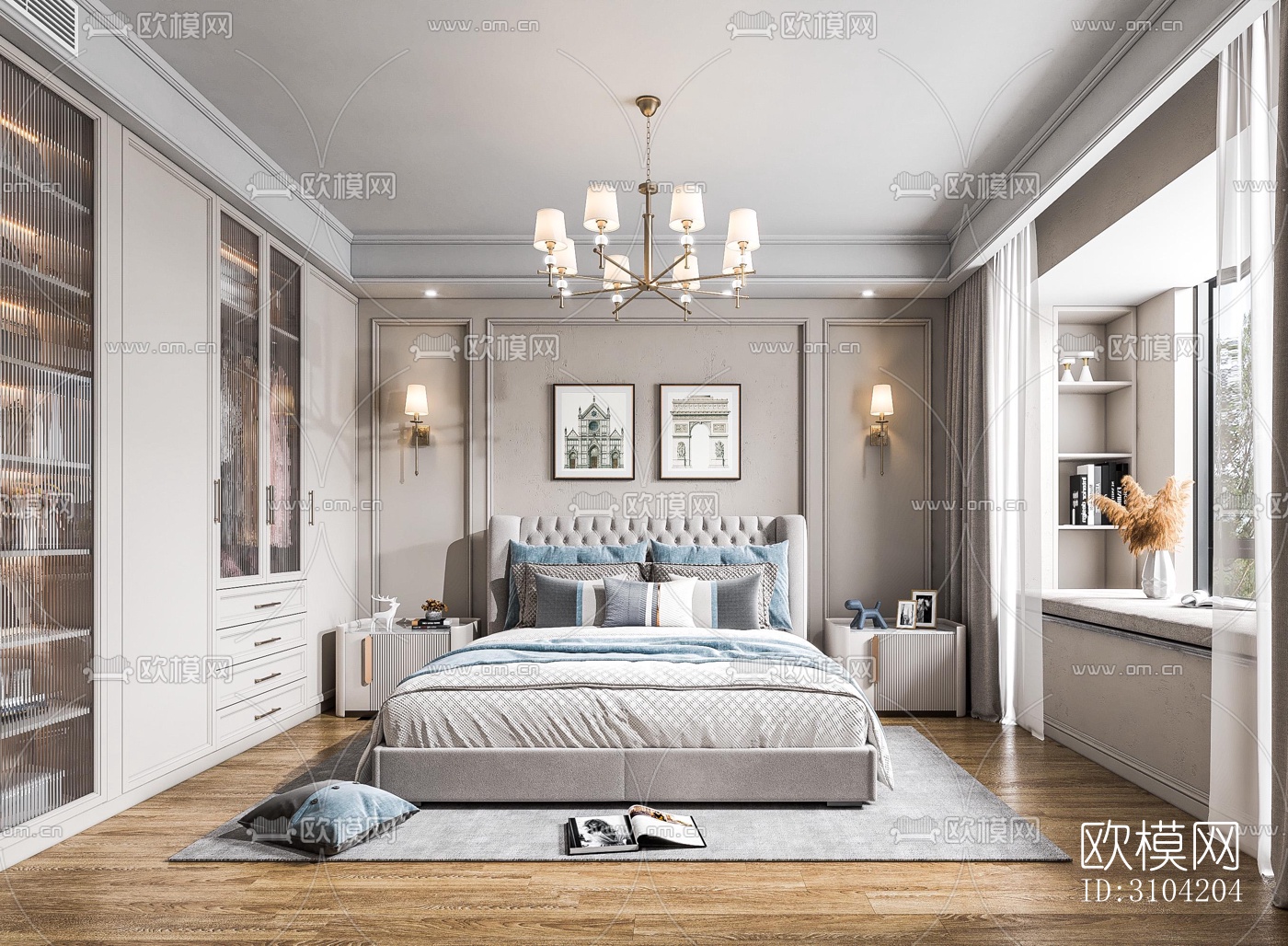 欧式卧室效果图下载（渲染图3）