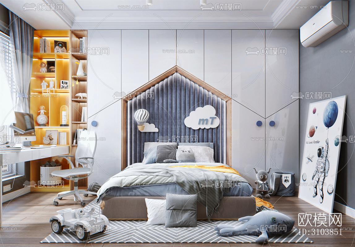 北欧儿童房效果图下载（渲染图2）