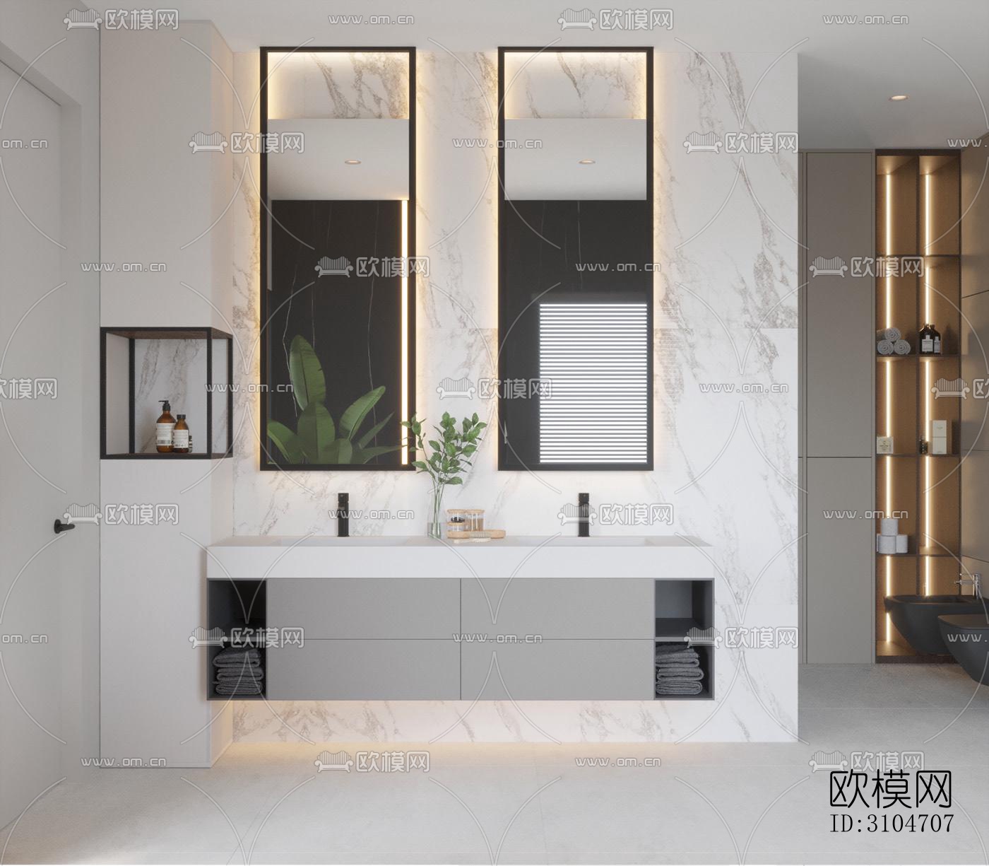 现代卫生间效果图下载（渲染图4）