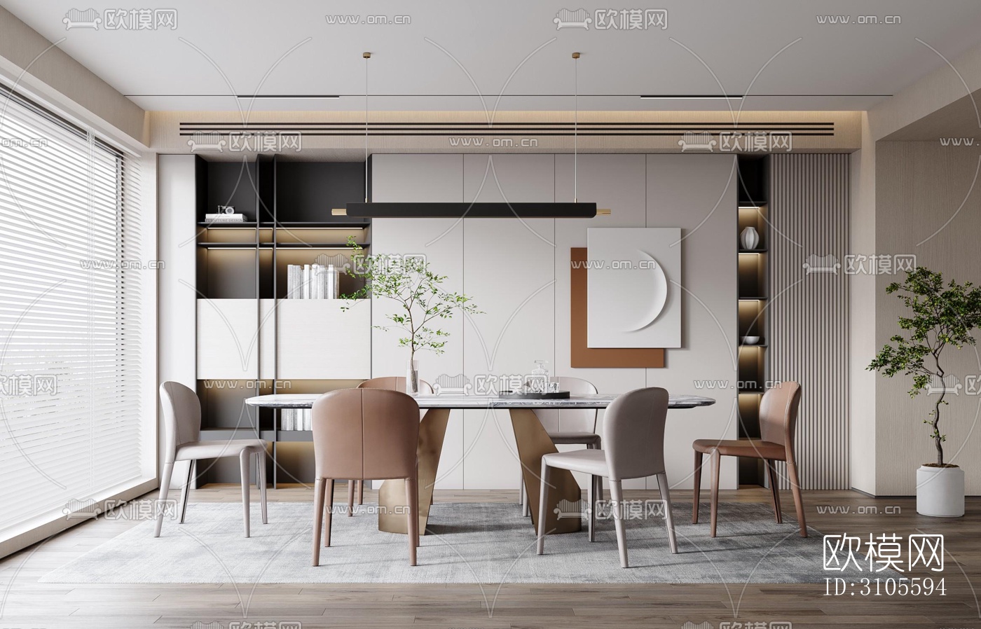 现代餐厅效果图下载（渲染图3）