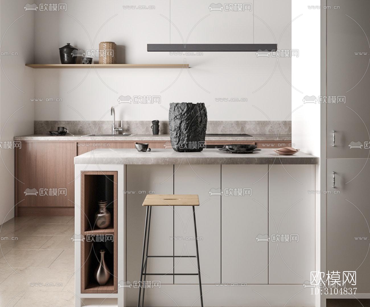 北欧厨房效果图下载（渲染图5）