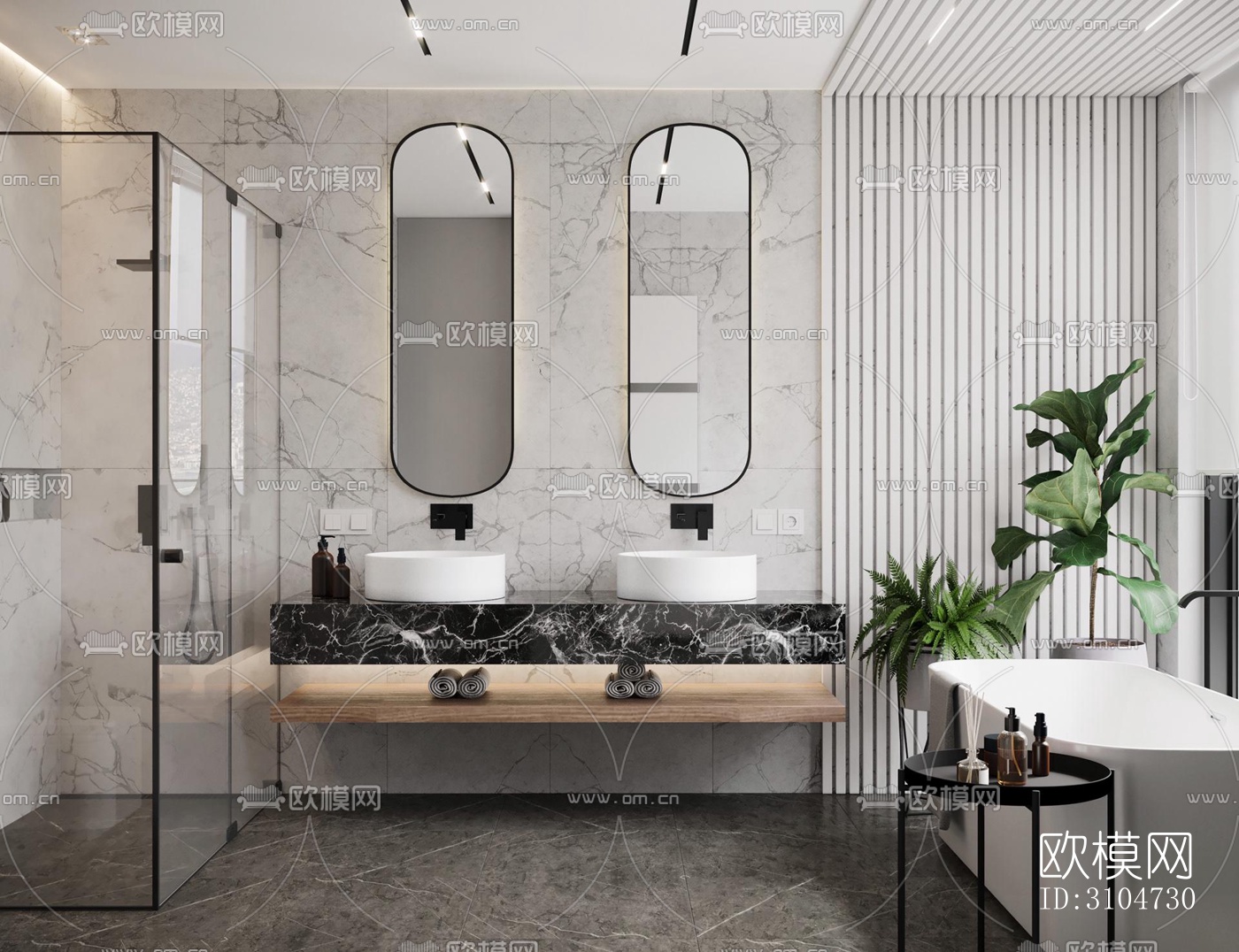 现代卫生间效果图下载（渲染图2）