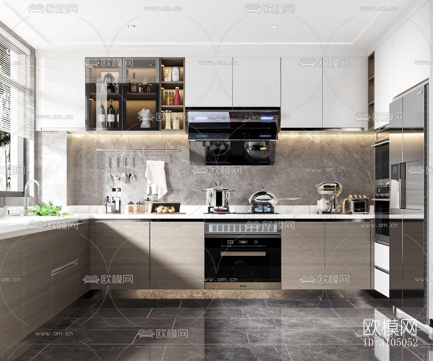 现代厨房效果图下载（渲染图4）