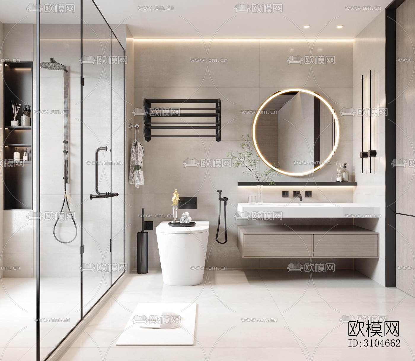现代卫生间效果图下载（渲染图3）