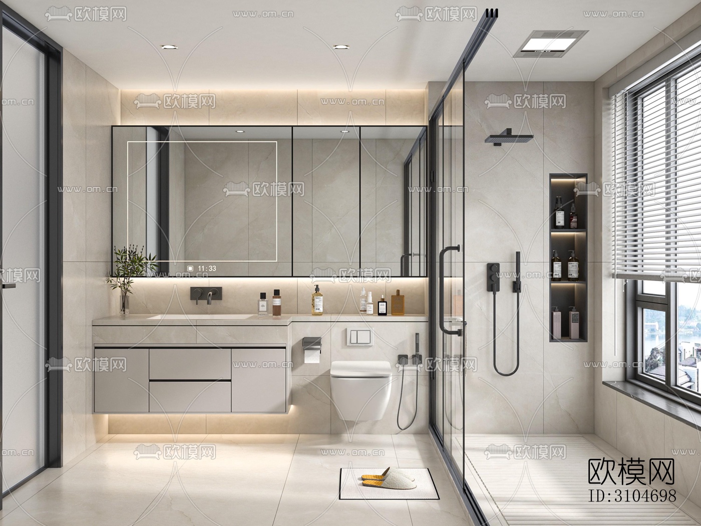 现代卫生间效果图下载（渲染图4）