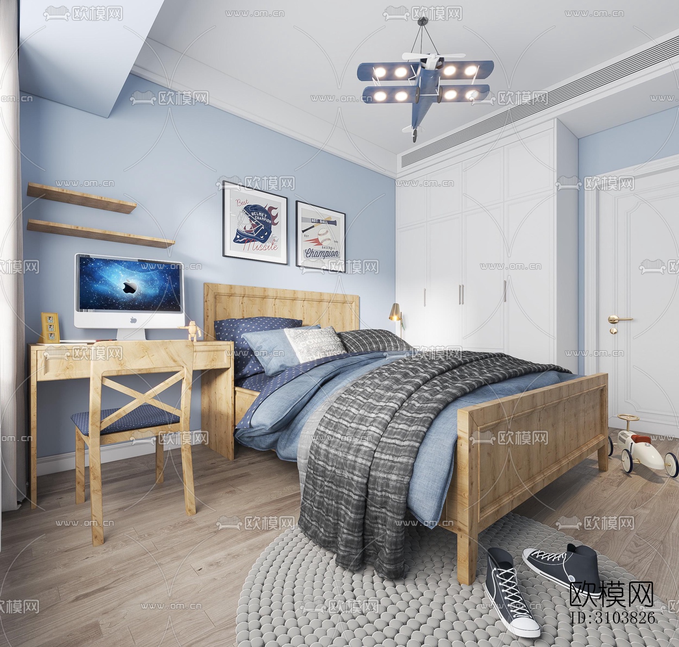 北欧儿童房效果图下载（渲染图4）