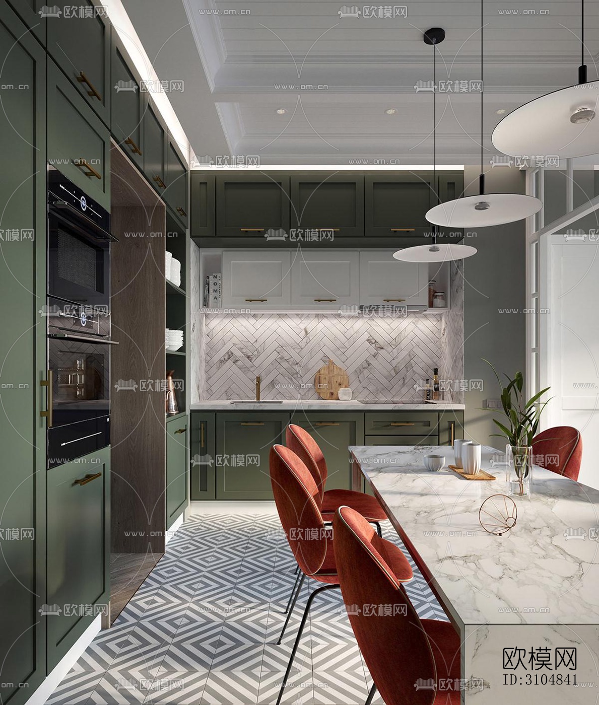 北欧厨房效果图下载（渲染图5）