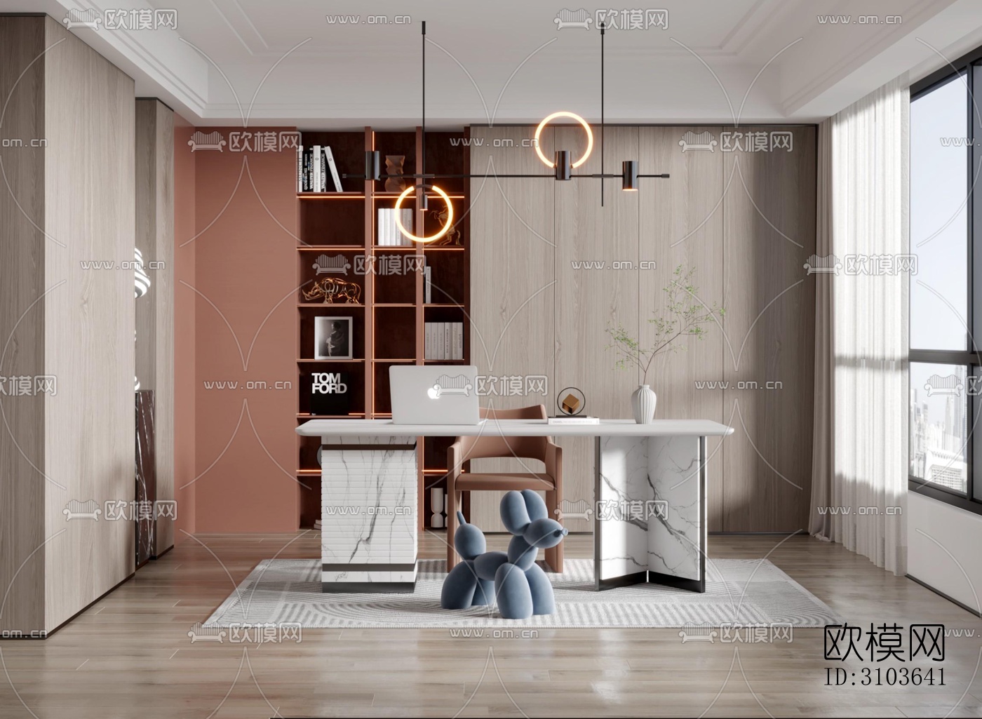 现代书房效果图下载（渲染图4）