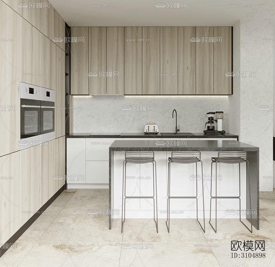 日式厨房效果图下载（渲染图4）