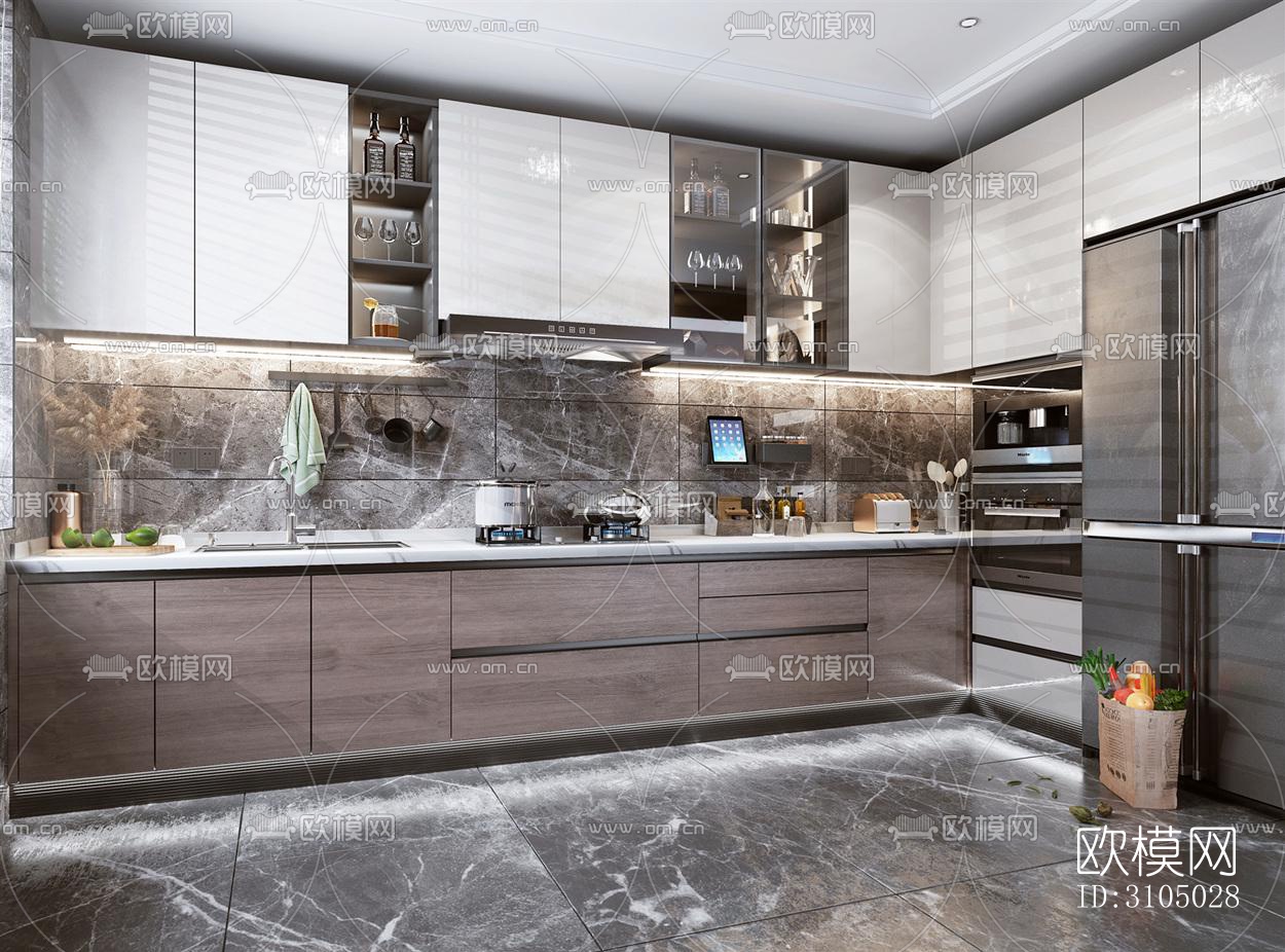现代厨房效果图下载（渲染图5）