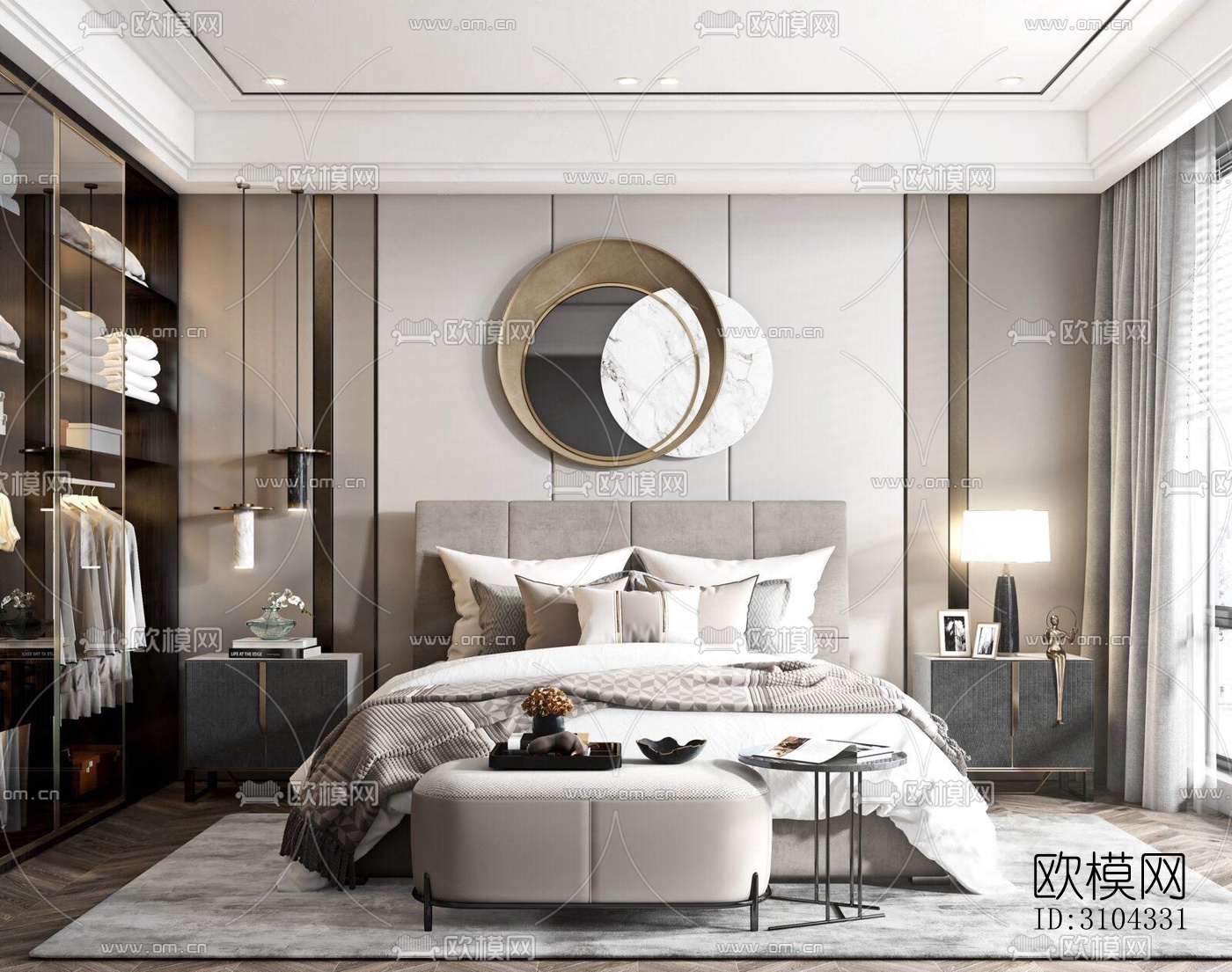 现代卧室效果图下载（渲染图4）