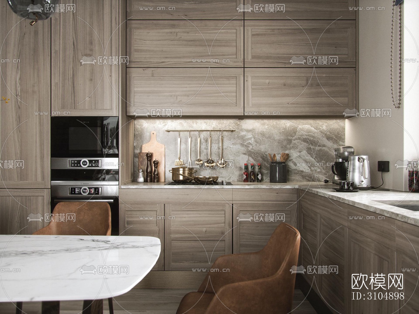 日式厨房效果图下载（渲染图1）