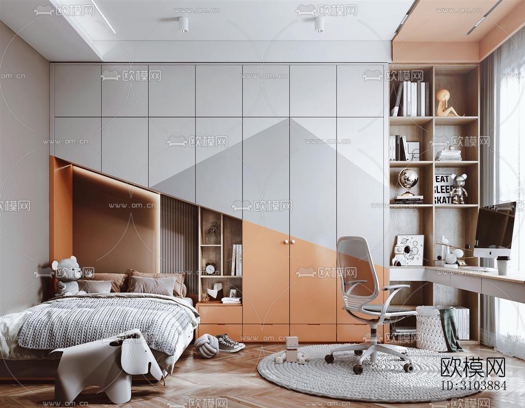 北欧儿童房效果图下载（渲染图5）