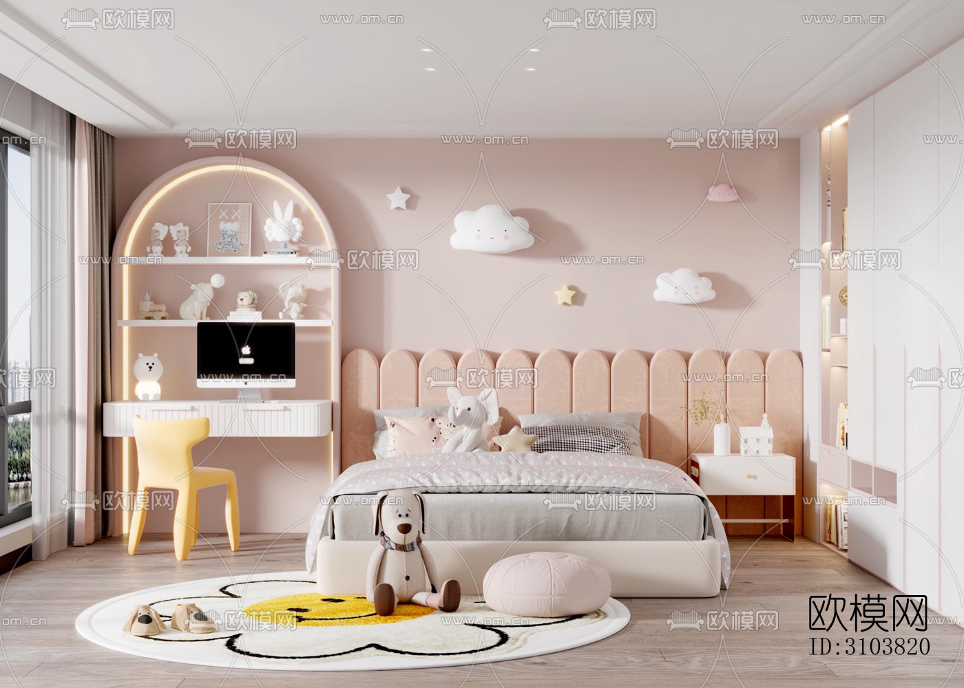 北欧儿童房效果图下载（渲染图1）