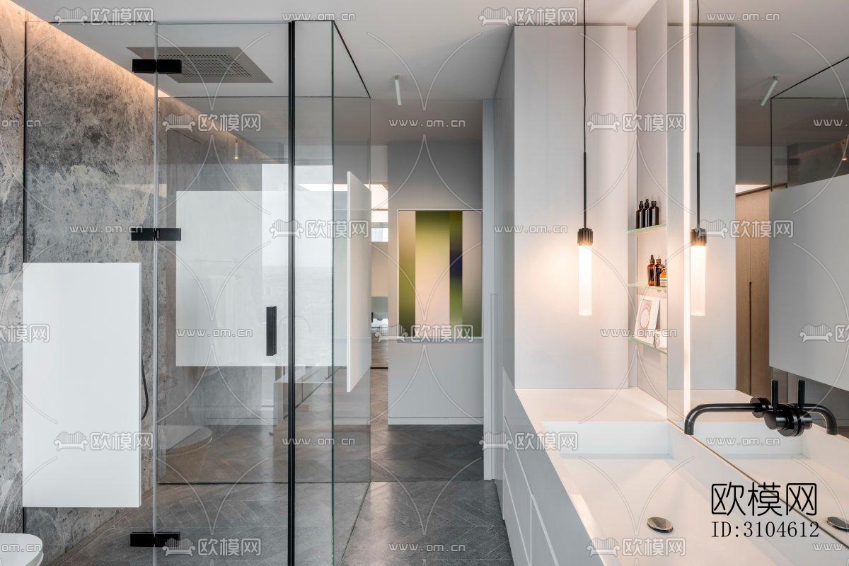 现代卫生间效果图下载（渲染图1）