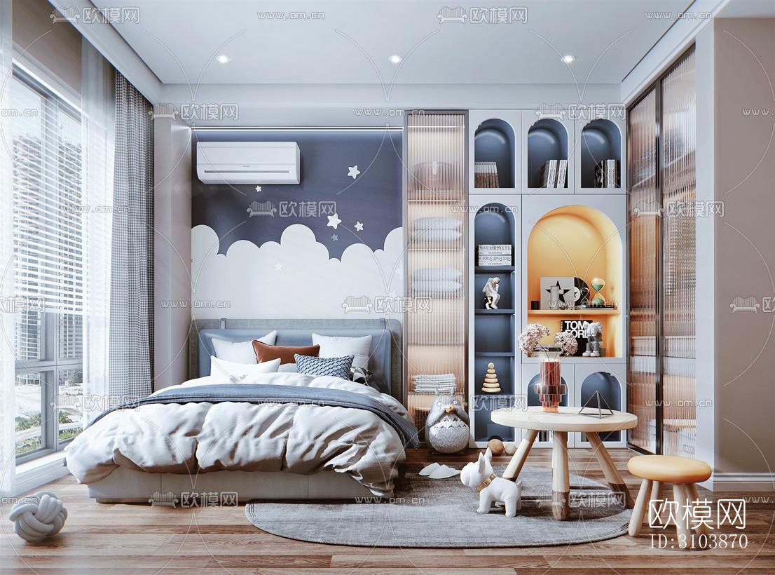北欧儿童房效果图下载（渲染图4）