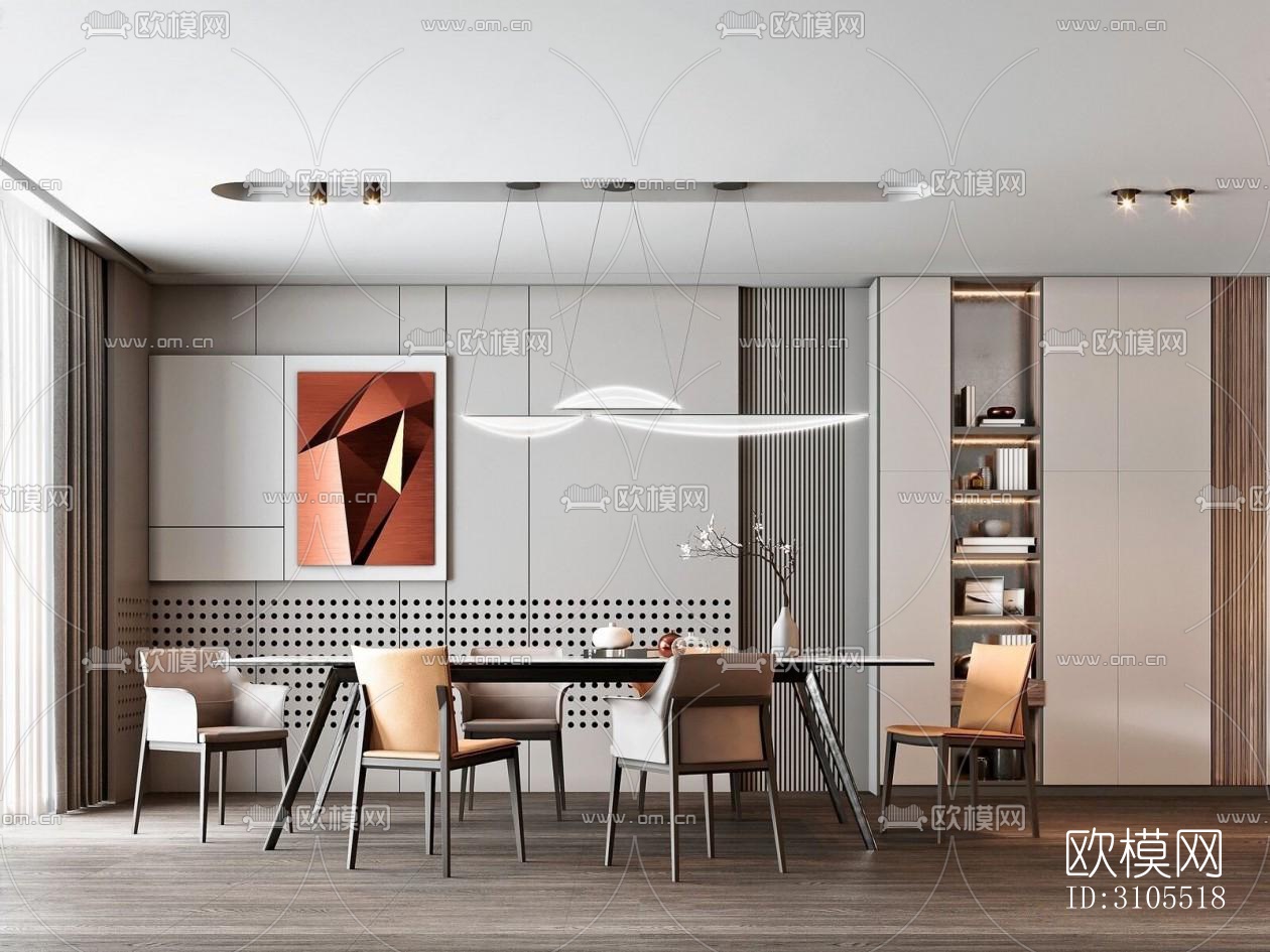 现代餐厅效果图下载（渲染图3）
