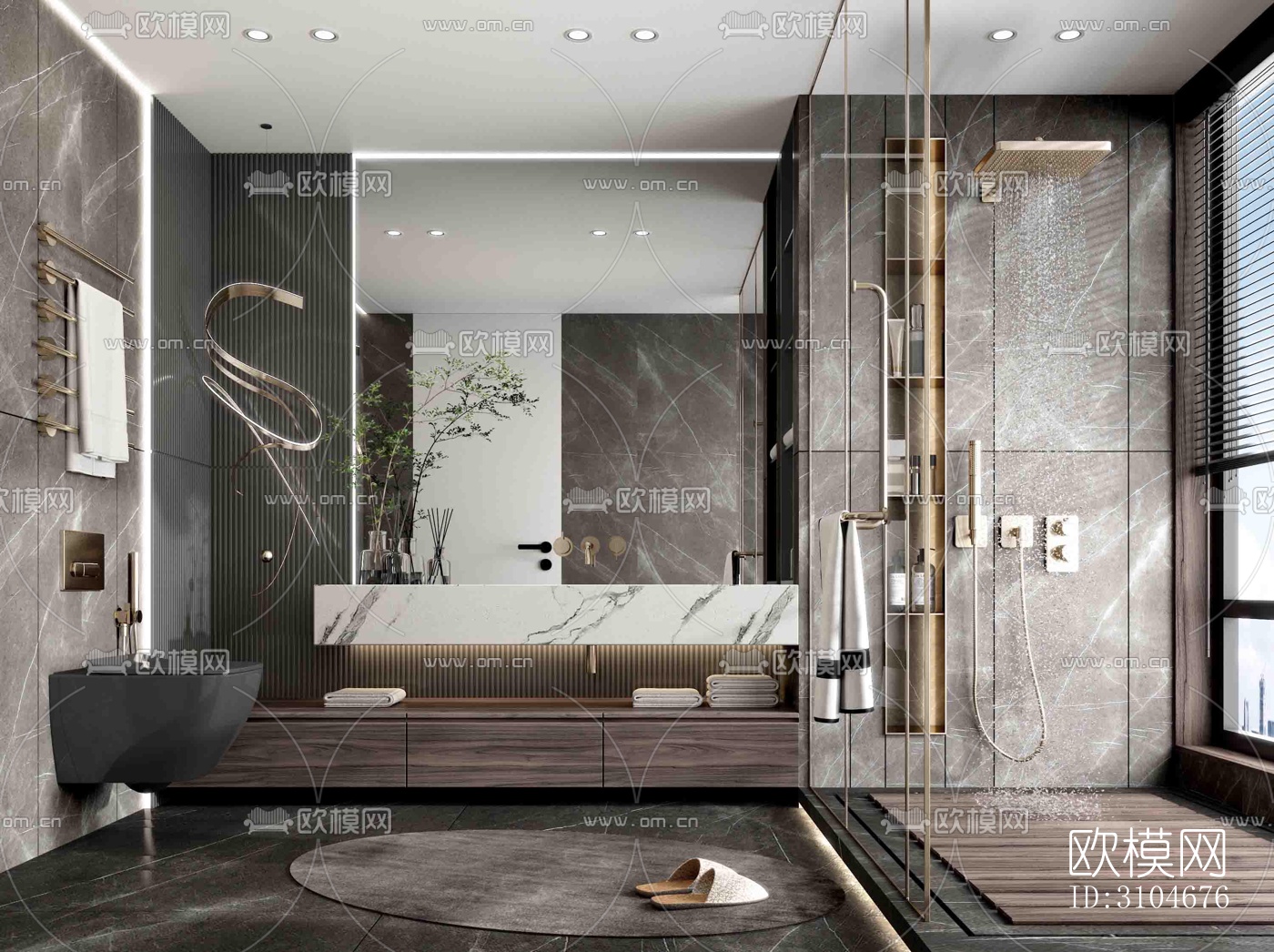 现代卫生间效果图下载（渲染图3）
