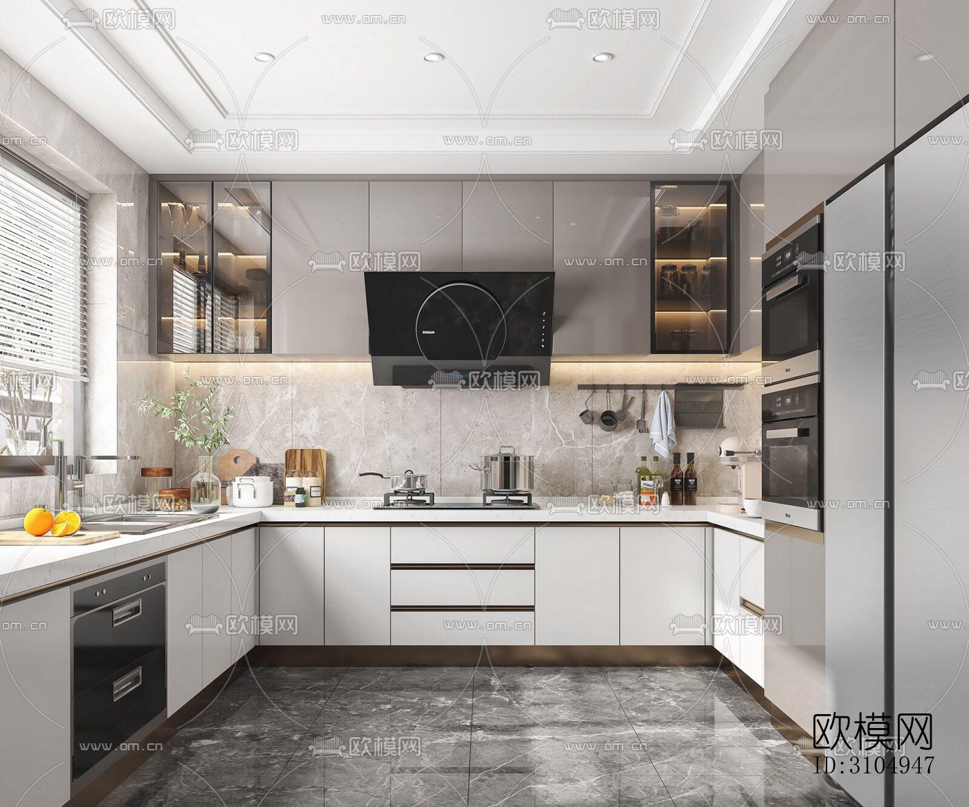 现代厨房效果图下载（渲染图4）