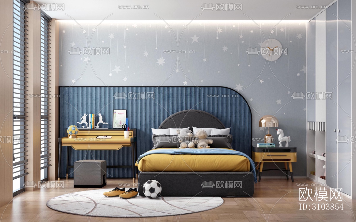 北欧儿童房效果图下载（渲染图5）