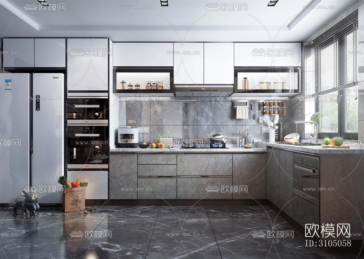 现代厨房效果图下载（渲染图2）