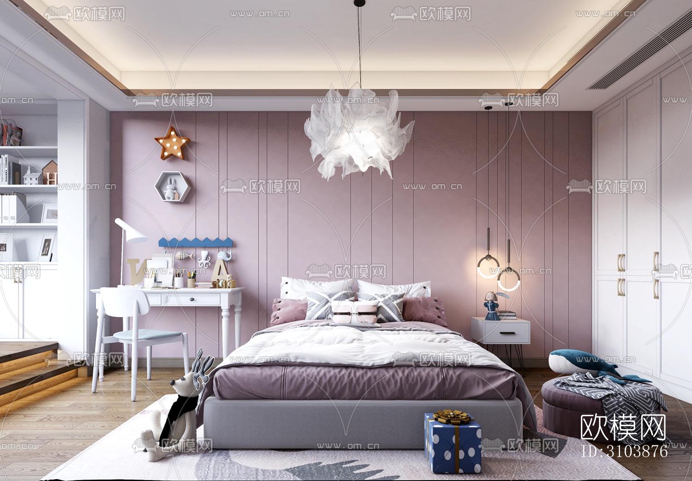 北欧儿童房效果图下载（渲染图3）