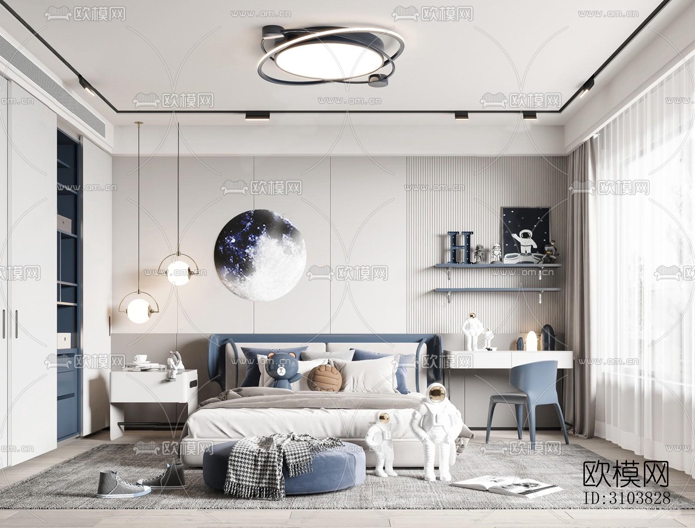 北欧儿童房效果图下载（渲染图3）