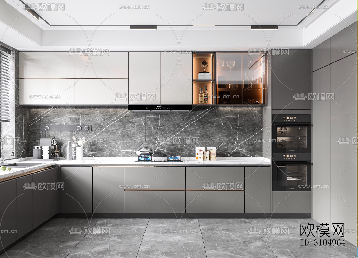 现代厨房效果图下载（渲染图3）