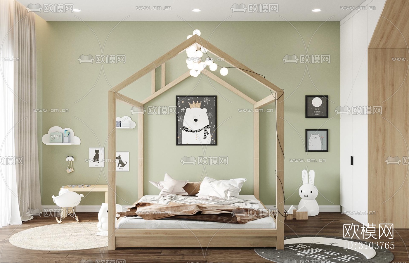 北欧儿童房效果图下载（渲染图3）