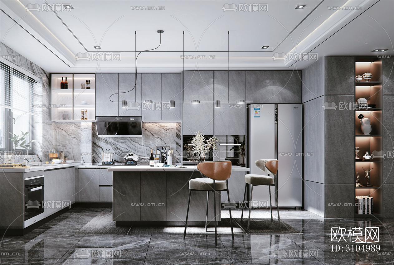 现代厨房效果图下载（渲染图5）